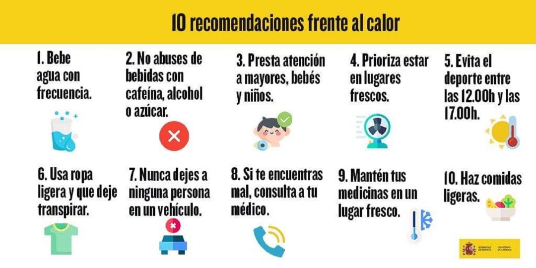 Recomendaciones frente al calor