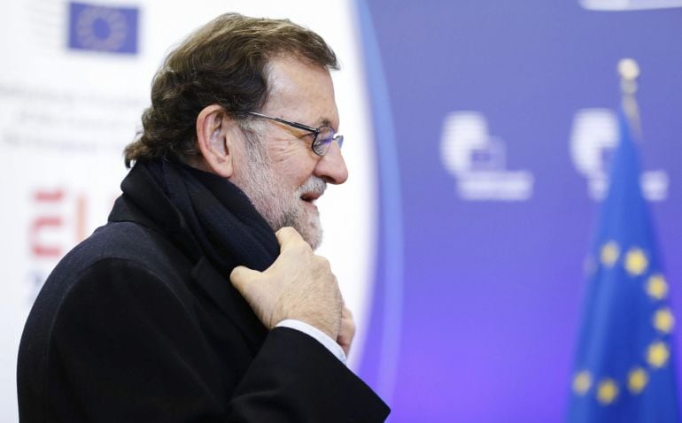 El presidente del Gobierno español en funciones, Mariano Rajoy, a su llegada a la cumbre europea que se celebró en Bruselas, Bélgica