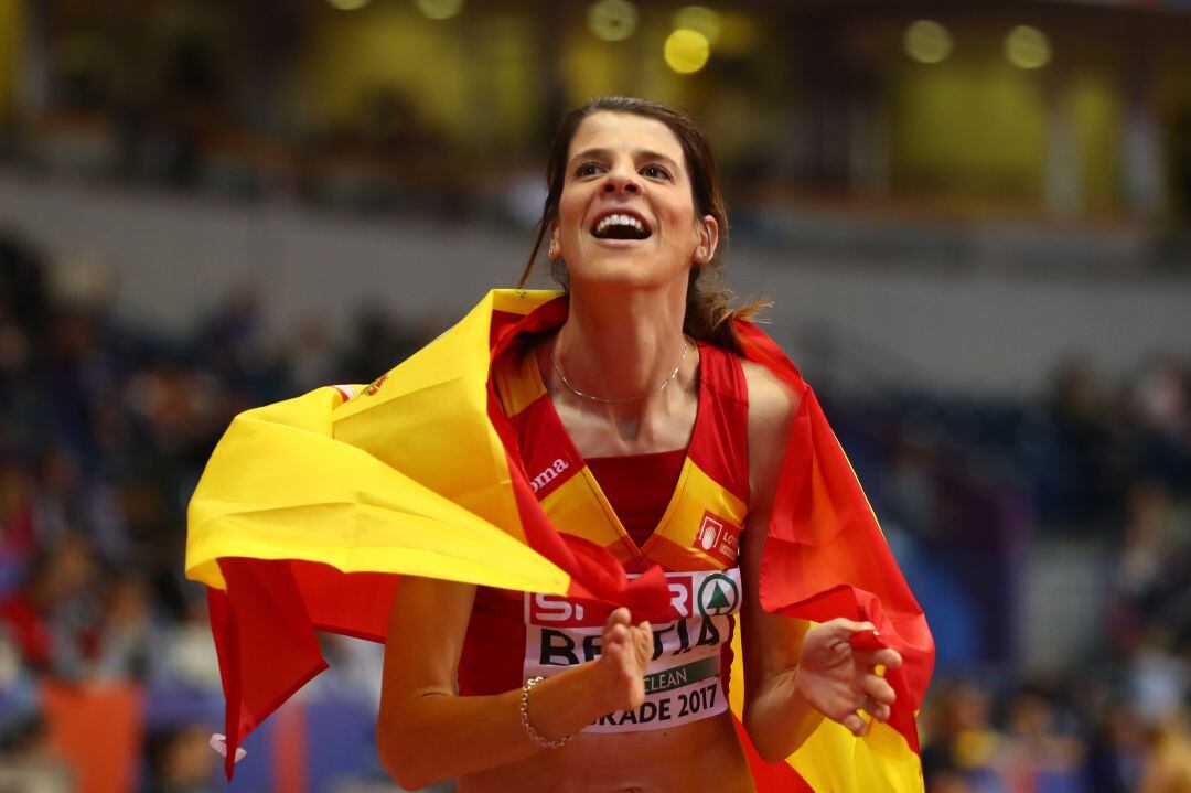 Ruth Beitia, tras ganar el oro en los Europeos de 2017.