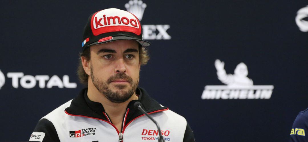 Fernando Alonso, durante la rueda de prensa posterior a la prueba