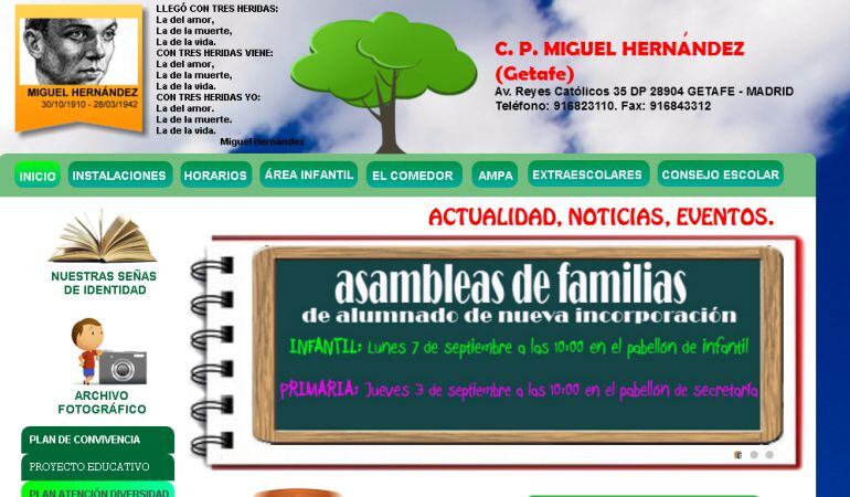 Web del colegio Miguel Hernández