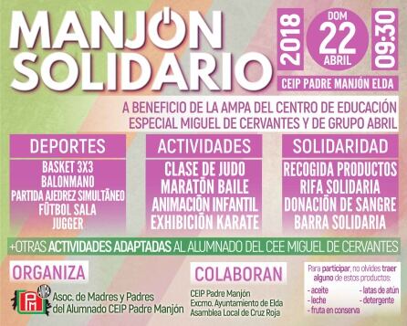 Los beneficios se entregarána a la Asociación Grupo Abril y al AMPA del C.E.E Miguel de Cervantes