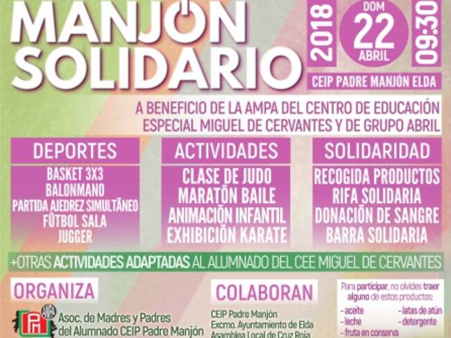 Los beneficios se entregarána a la Asociación Grupo Abril y al AMPA del C.E.E Miguel de Cervantes