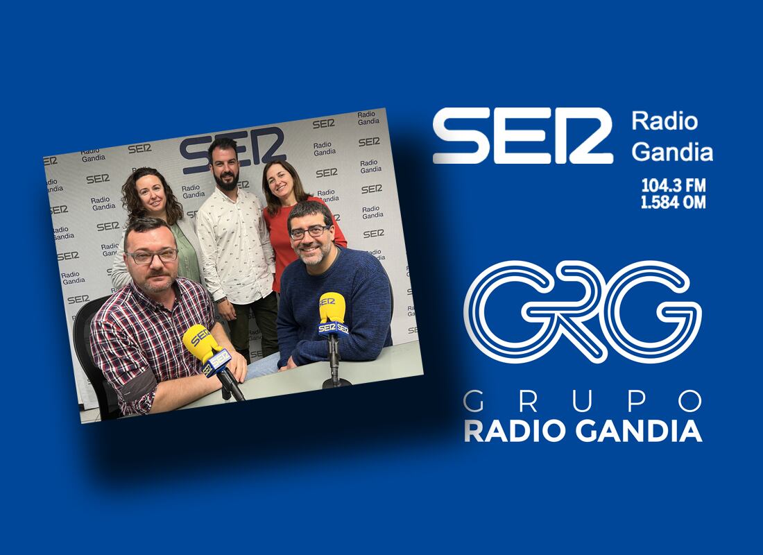 Equipo de Radio Gandia SER: Daniel Ardid, Enrique Bodí, Rocío Escrihuela, Marc Oliva y Cristina Bonet