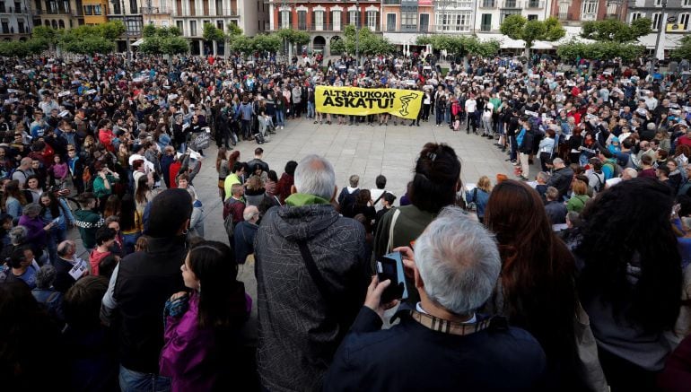 Manifestación en Pamplona por las detenciones e ingreso en prisión de cuatro de los condenados por la agresión a dos guardias civiles y sus parejas en Alsasua en 2016