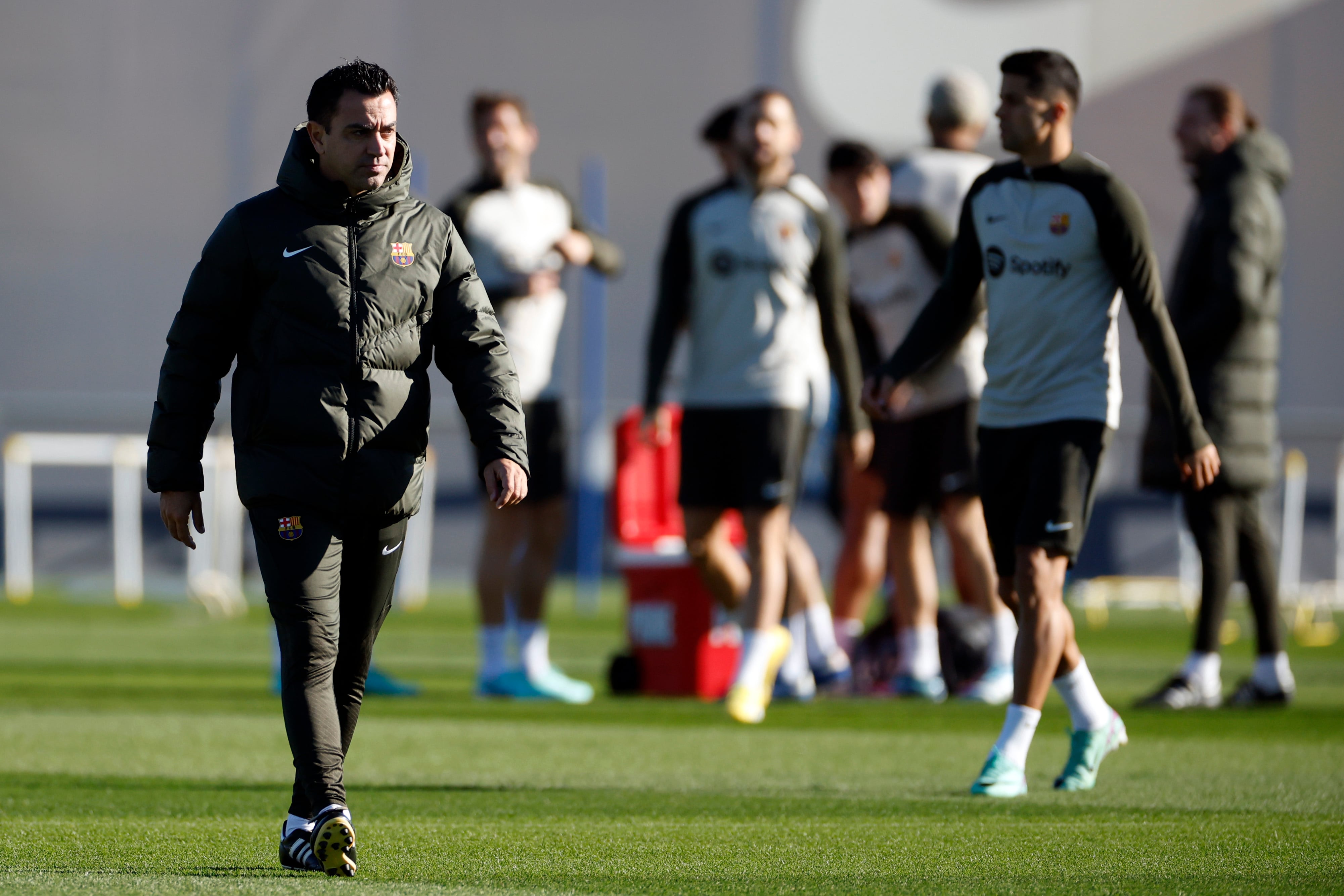 Xavi, durante el entrenamiento de este sábado.