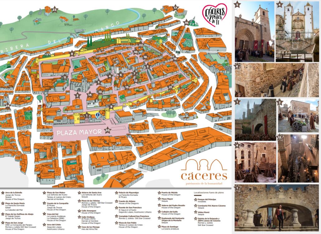 Mapa de rodajes cinematográficos en Cáceres / Cedida