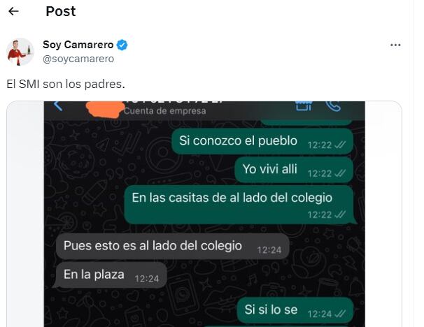 Conversación difundida por @SoyCamarero