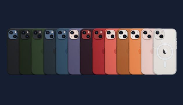 Los nuevos iPhone 13 en todos los colores y las fundas.