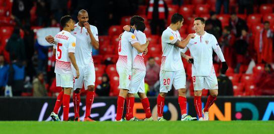 El Sevilla celebra la victoria