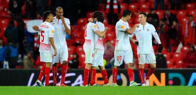 El Sevilla celebra la victoria