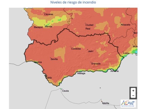 La ola de calor con la que terminará abril aumentará hasta extremo el riesgo de incendio en Andalucía y en Córdoba a partir del jueves 27