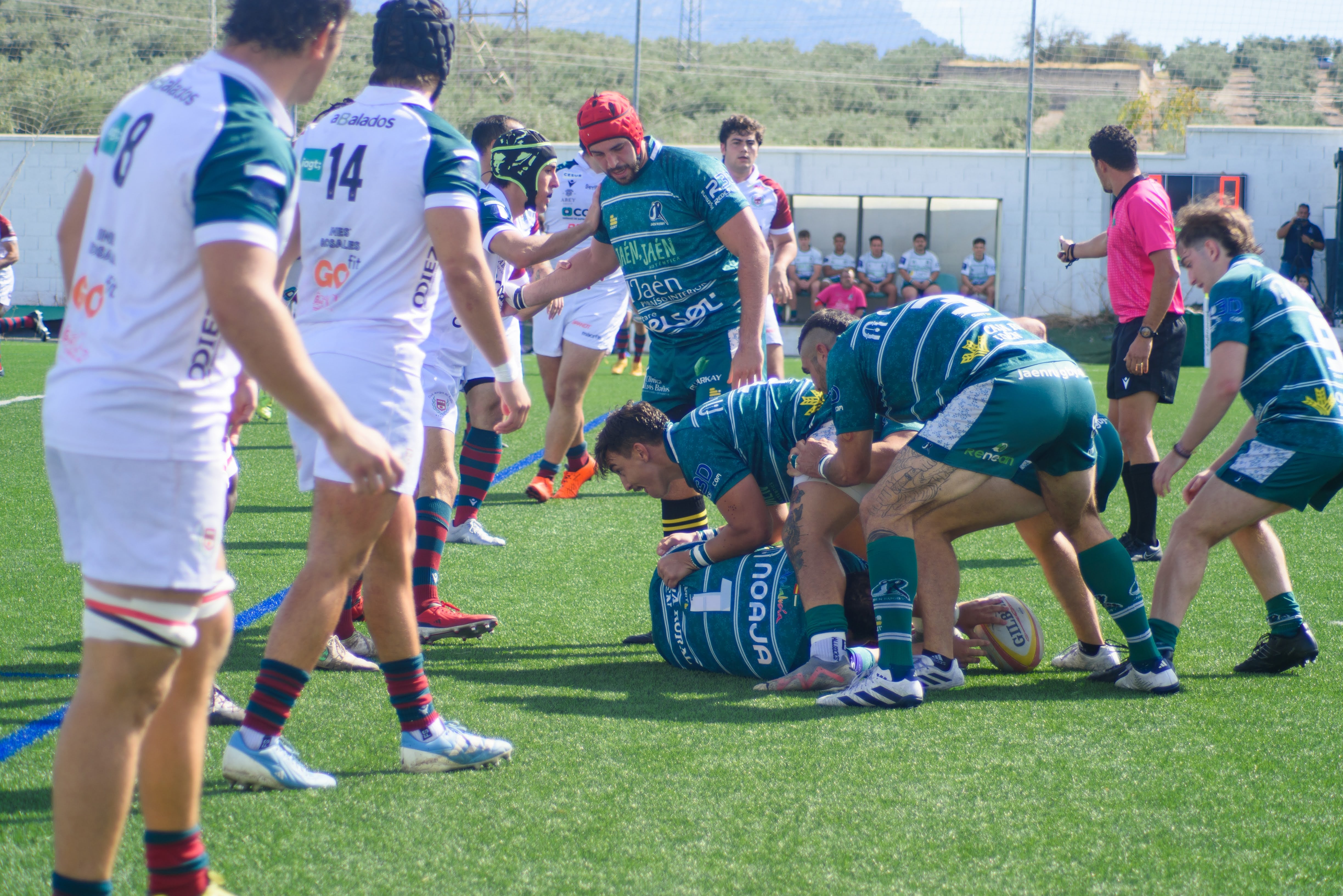 Momento del partido entre Jaén Rugby y CAR Sevilla.