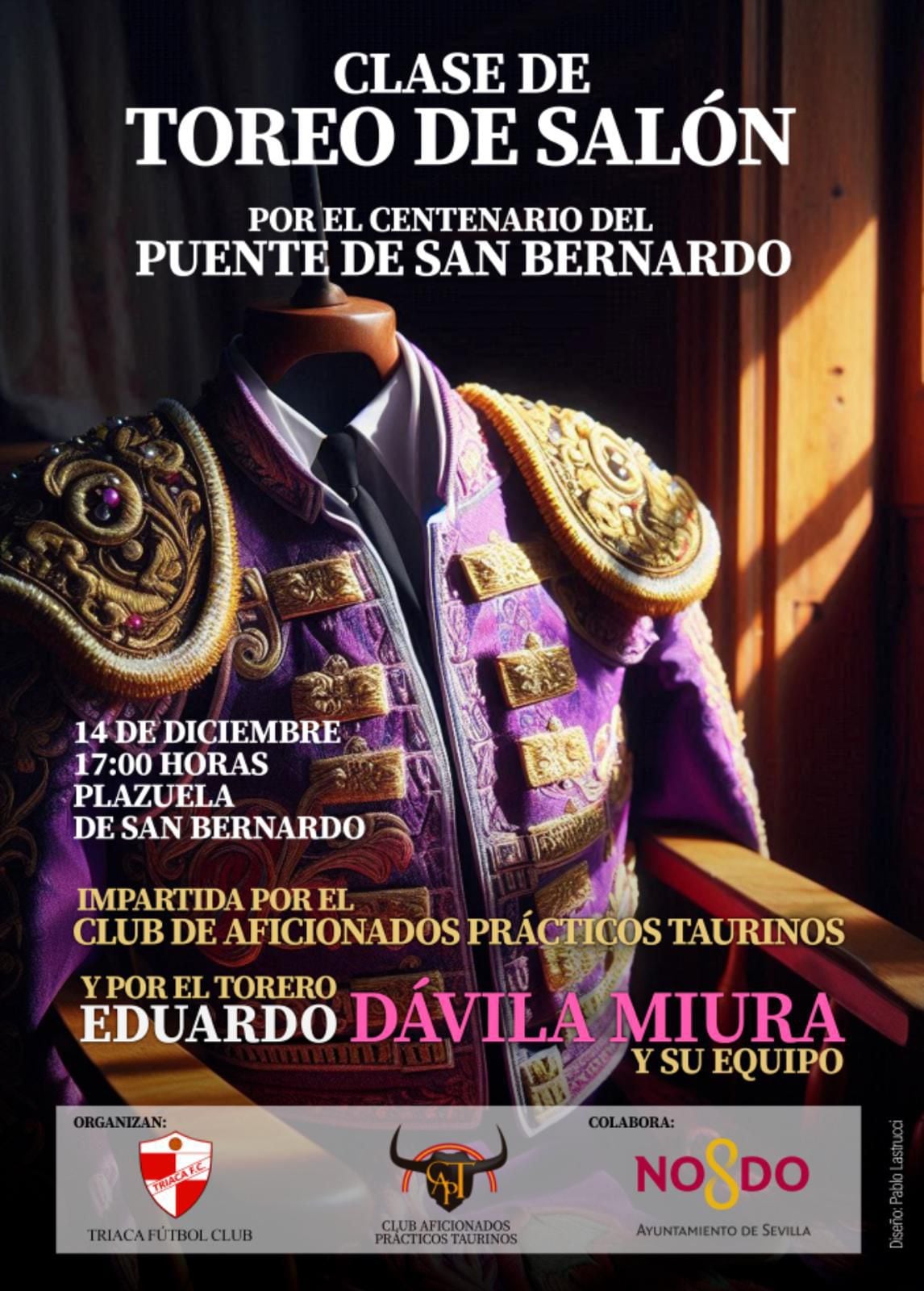 Cartel de la clase de toreo de salón programada con motivo del centenario del Puente de San Bernardo