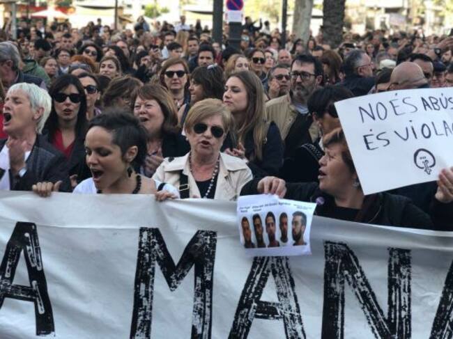 Detalle de la pancarta que ha presidido la concentración de Valencia