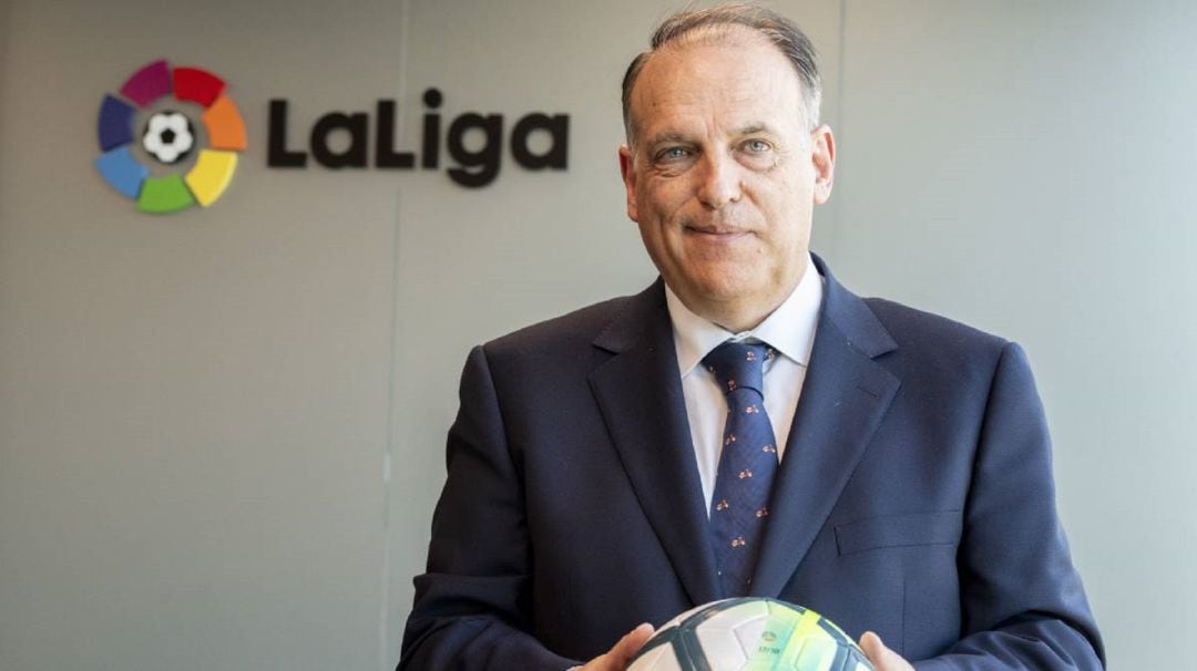 Javier Tebas, en la sede de la Liga de Fútbol Profesional