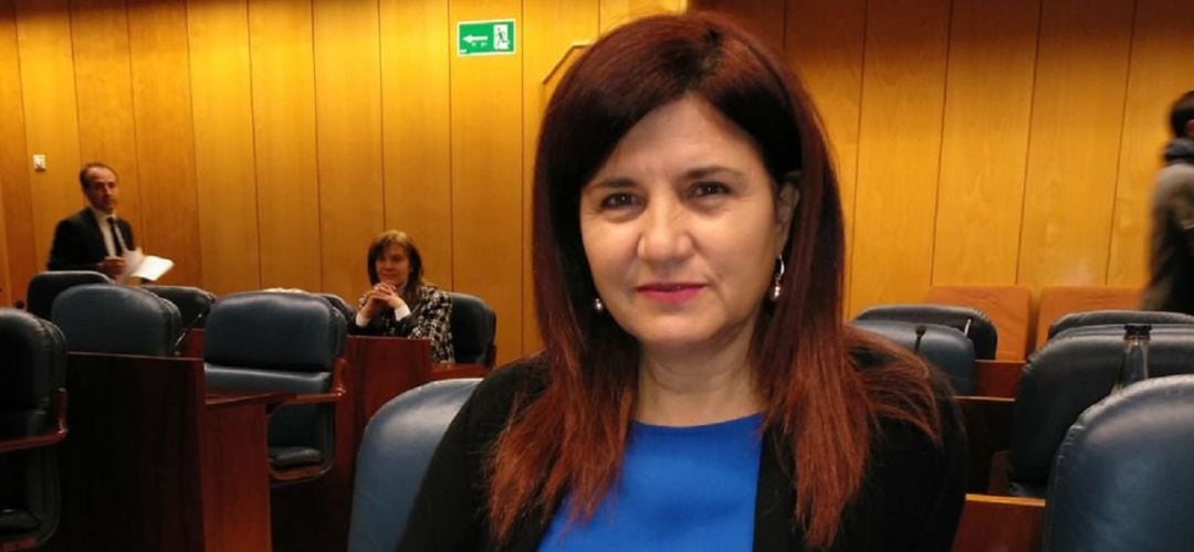 Begoña García, alcaldesa de Santa María de la Alameda en una comisión en la Asamblea de Madrid