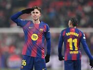 PRAGUE, CZECH REPUBLIC - JANUARY 21: Fermin Lopez of FC Barcelona celebrates scoring his team's second goal during the UEFA Champions League 2025/26 League Phase MD7 match between SK Slavia Praha and FC Barcelona at Eden Arena on January 21, 2026 in Prague, Czech Republic. (Photo by Thomas Eisenhuth - UEFA/UEFA via Getty Images)