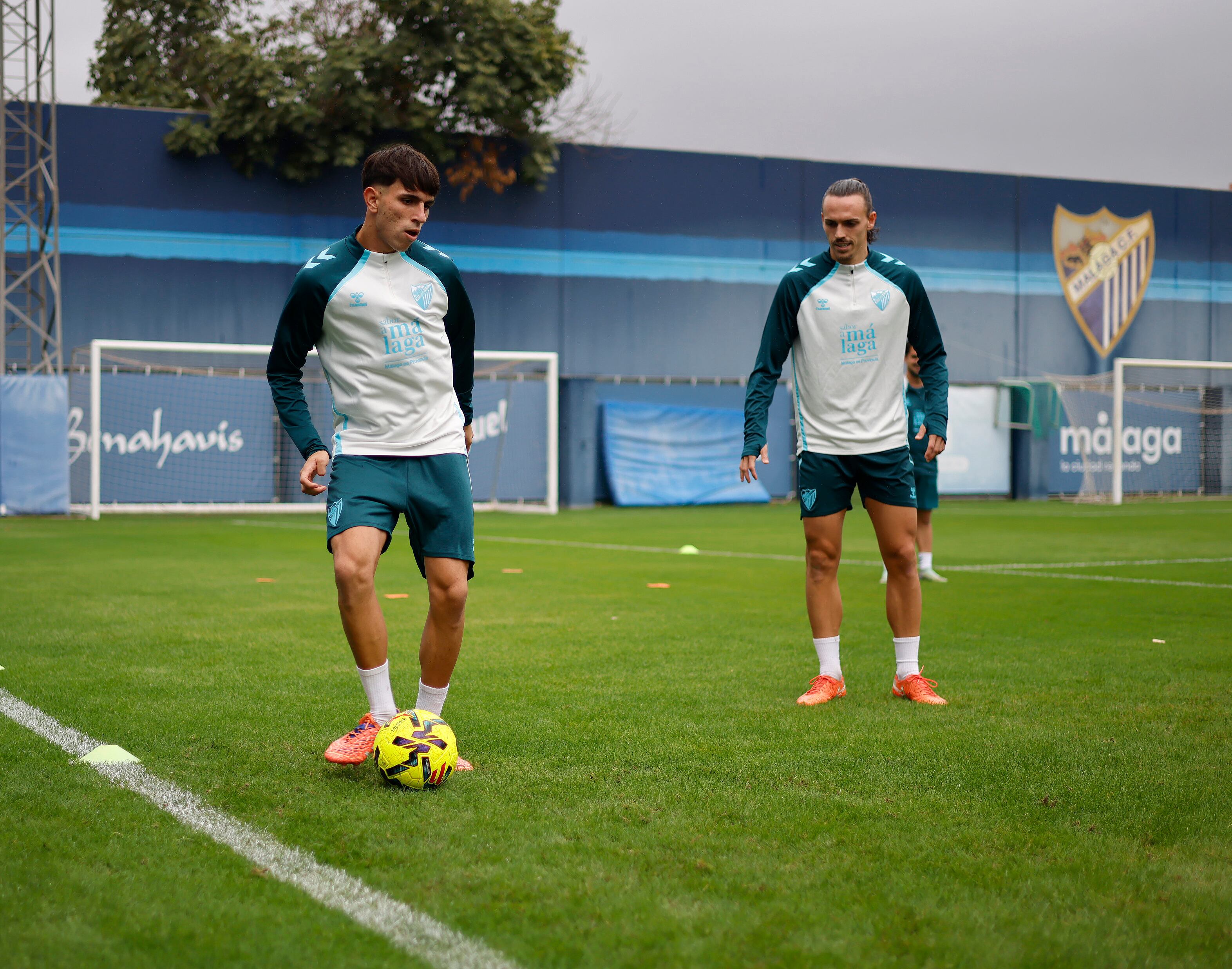 Izan Merino, en un entrenamiento del Málaga