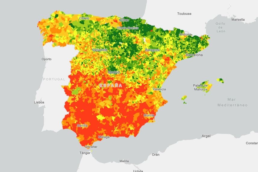 Atlas de los municipios con más y menos renta de España.