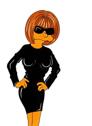 Caricatura de la editora de la revista &quot;Vogue&quot; Anna Wintour realizada por el artista Alexsandro Palombo