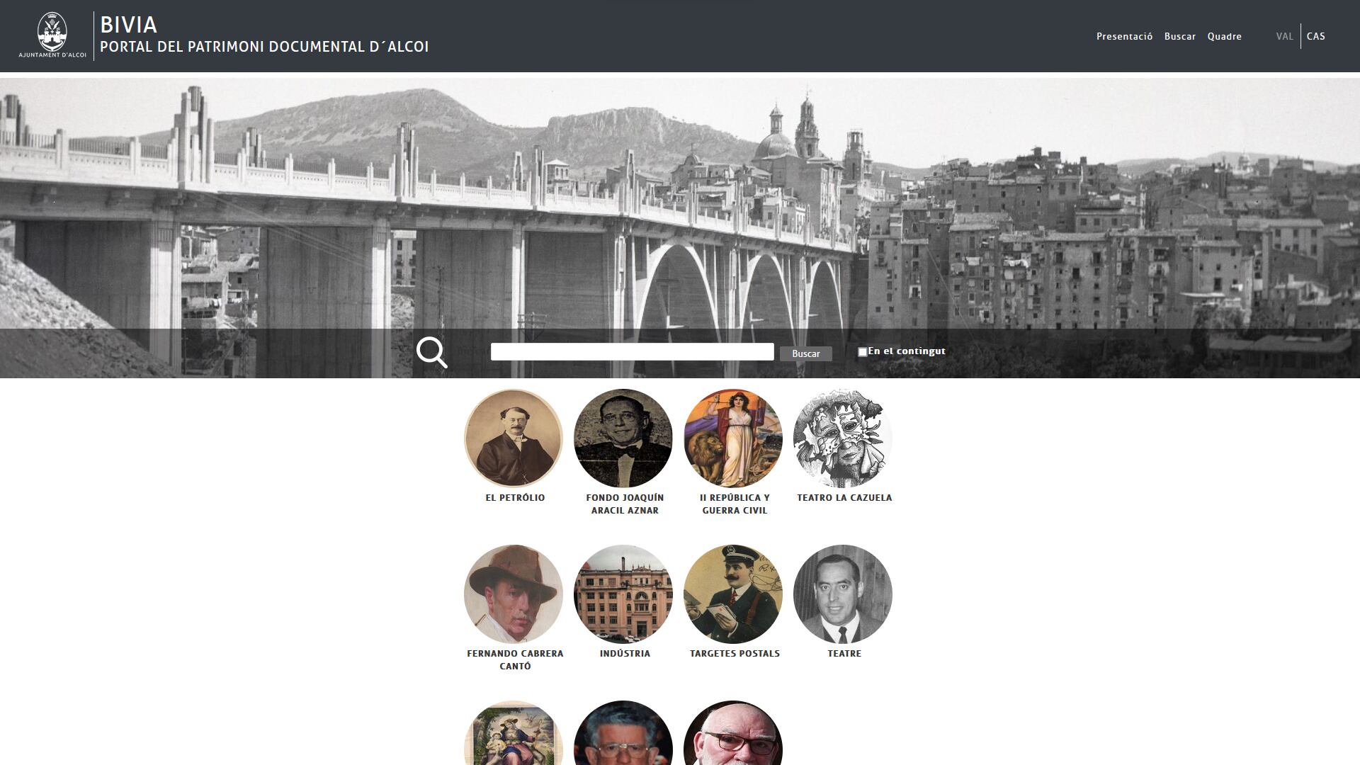 Portada del portal documental de Alcoy.