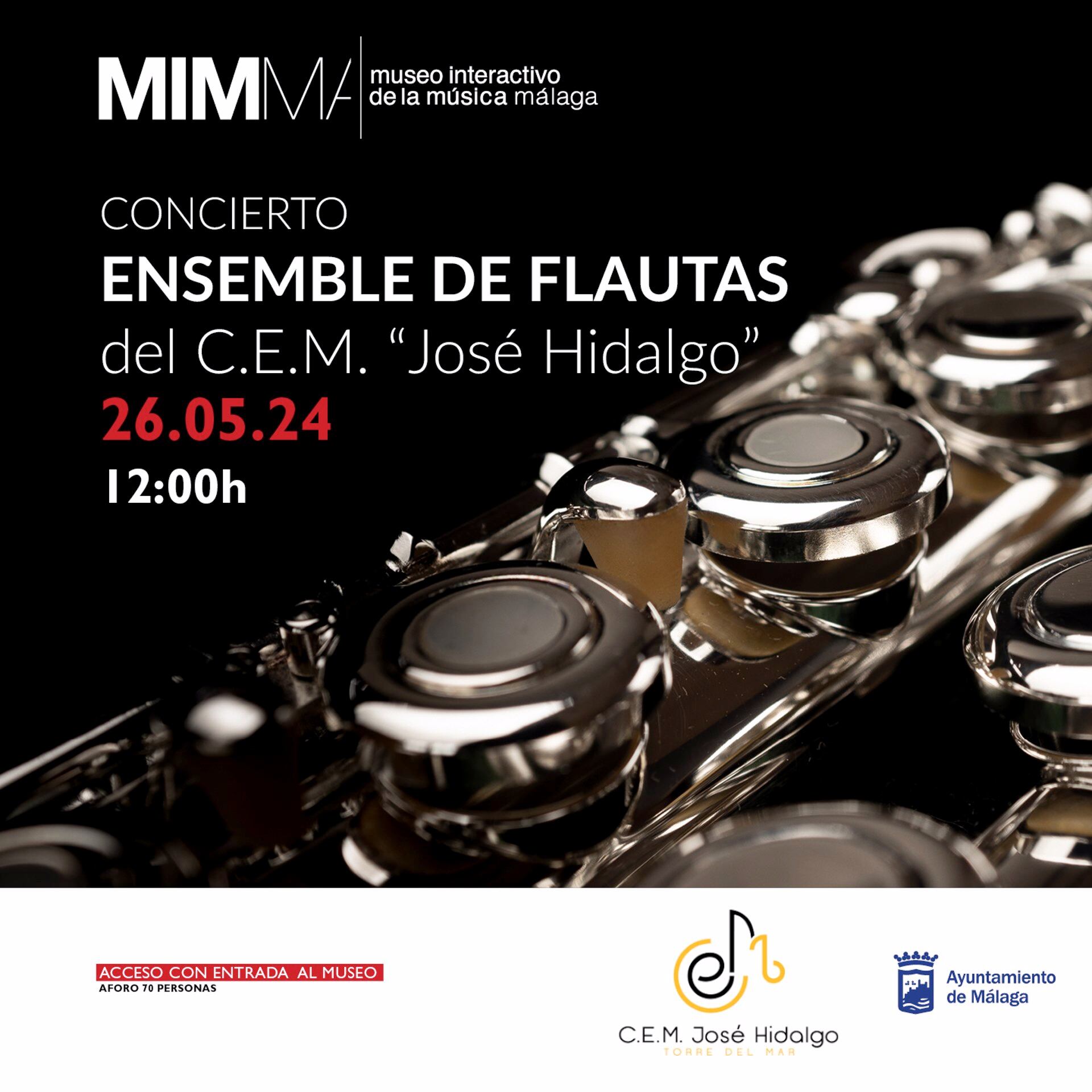 Un ensemble de flautas del conservatorio elemental de música tocará en la sala de conciertos del Mimma