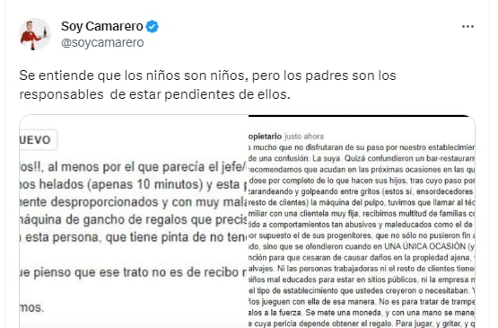 Un tweet de SoyCamarero.