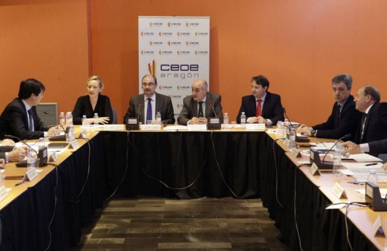 Reunión de CEOE Aragón con el presidente de Aragón, Javier Lambán