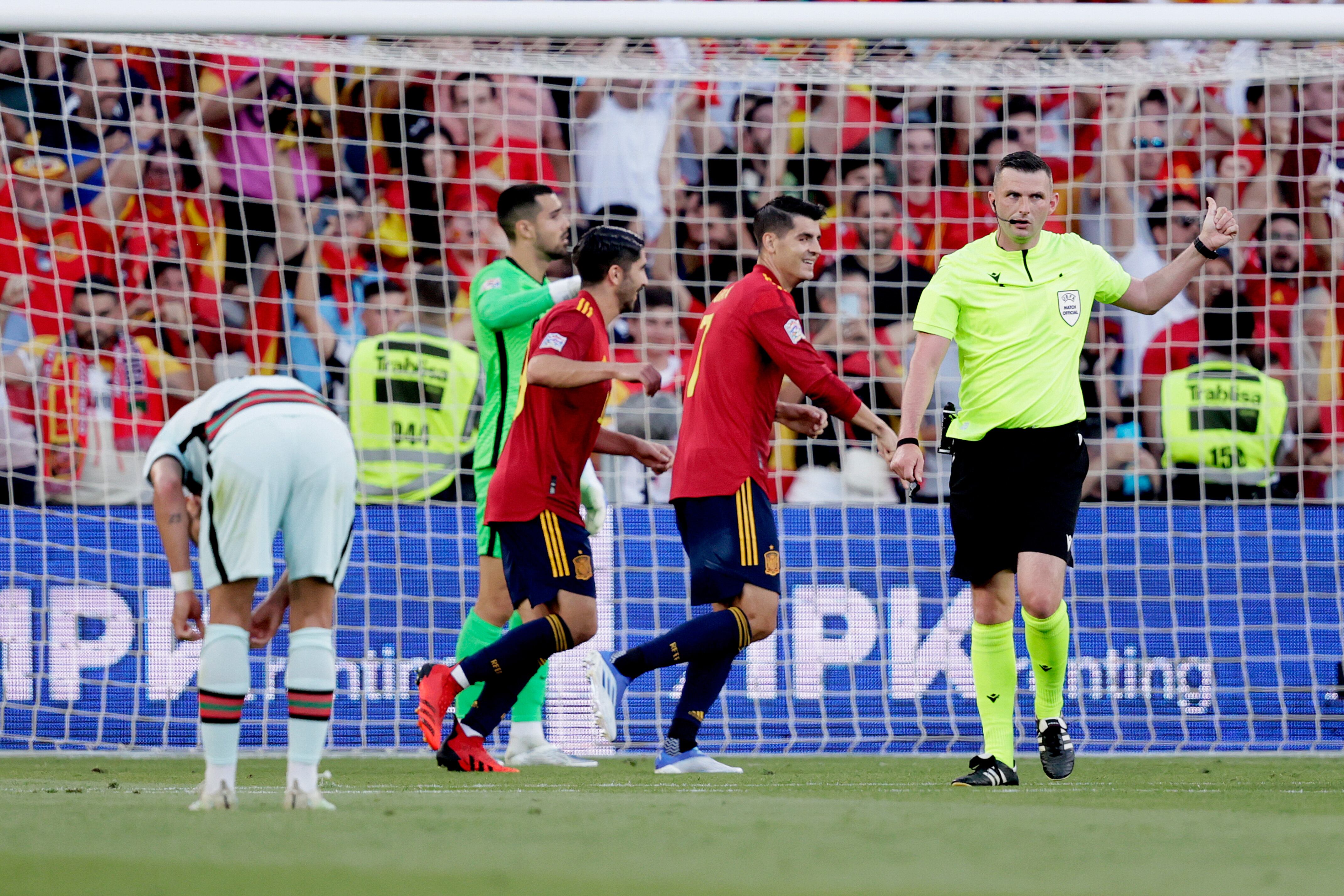 Morata celebra un gol con España, el pasado mes de junio, en la Liga de las Naciones.