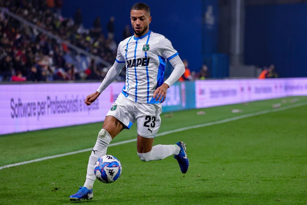 Jeremy Toljan of US Sassuolo in action during the Serie B match between AC Reggiana and US Sassuolo Calcio at on November 29, 2024 in Reggio nell'Emilia, Italy. (Photo by Fabio Patamia/Getty Images)