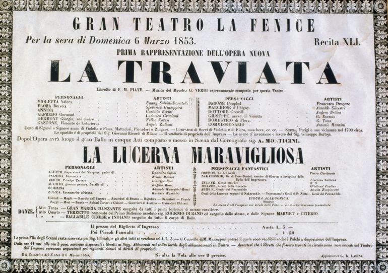 Programa de la premiere de &#039;La Traviata&#039;