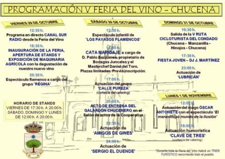 Programación de la V Feria del Vino de Chucena (Huelva)