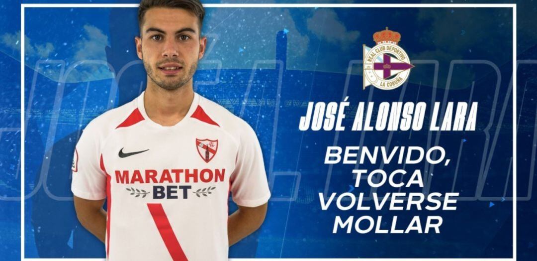 Cartel del Deportivo para anunciar la incorporación de Lara