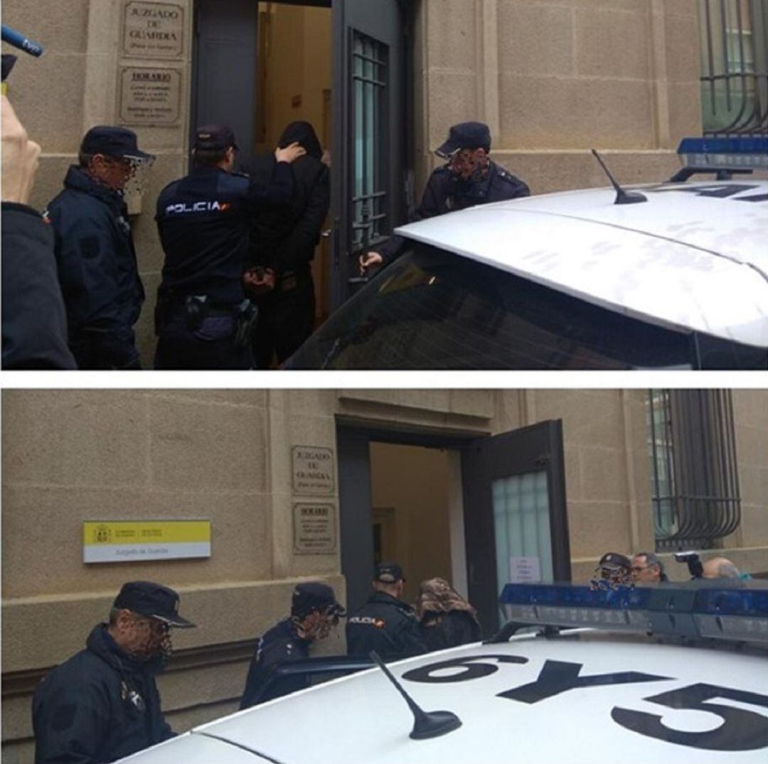 En la imagen de arriba, entrada del padre del bebé arrojado al río en Husillos, abajo, entrada de la madre