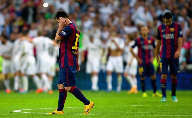 El jugador argentino del Barcelona, en un momento del último Clásico en el Bernabéu.