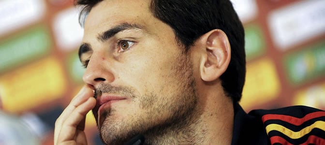 Casillas, durante la rueda de prensa en Praga