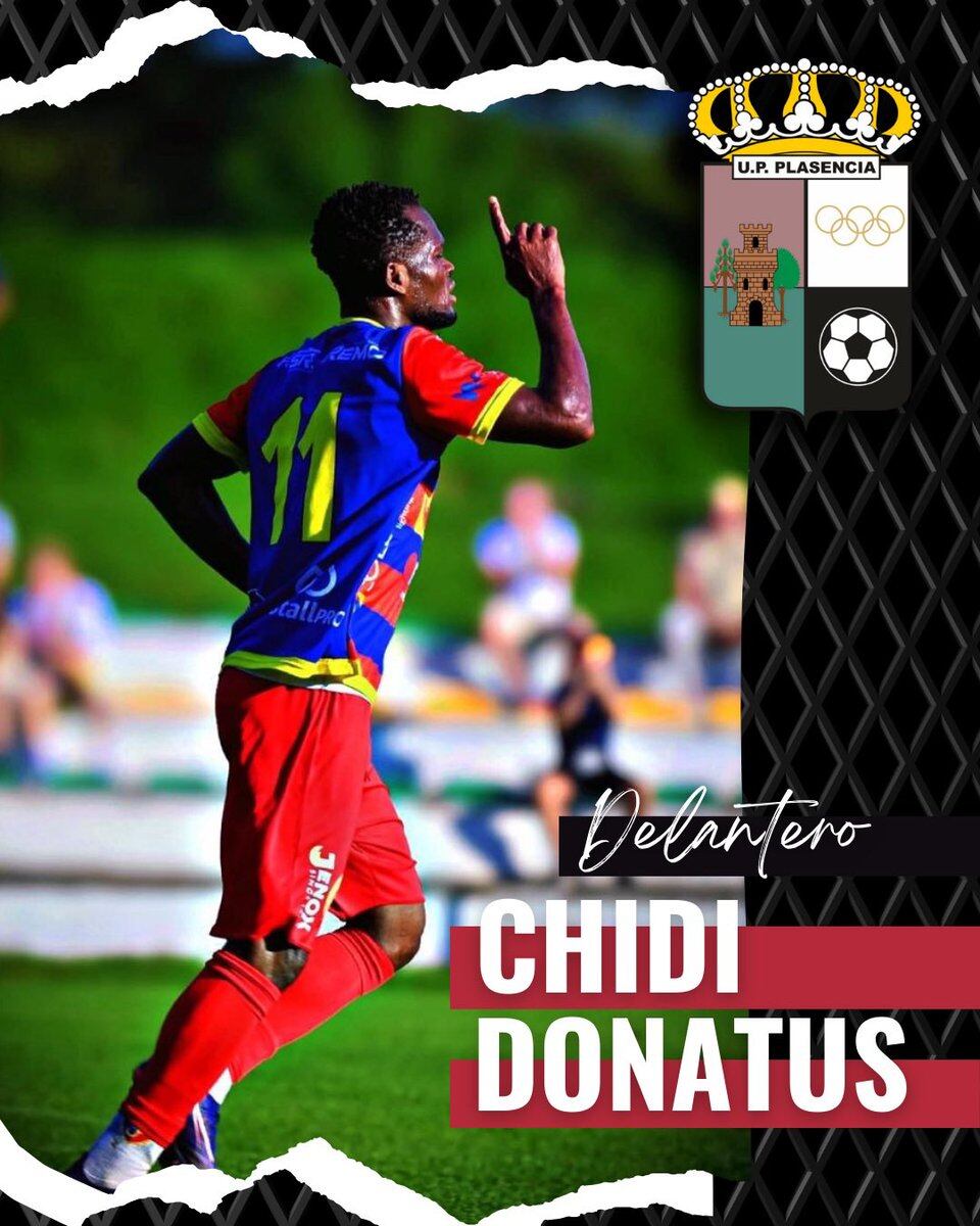 Imagen que anuncia la incorporación de Donatus Chidi a la UP Plasencia