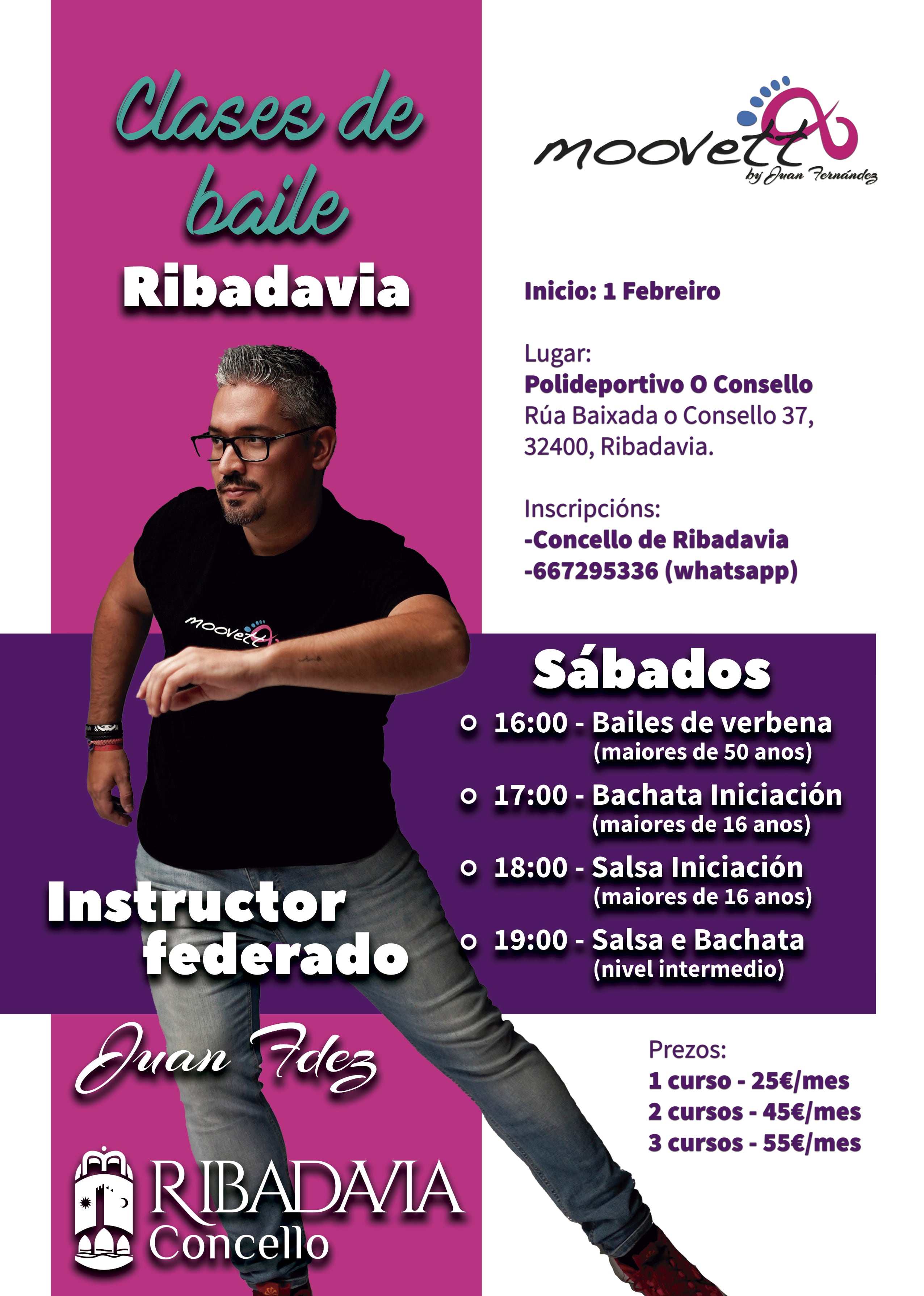 Cartaz do curso das clases de baile.