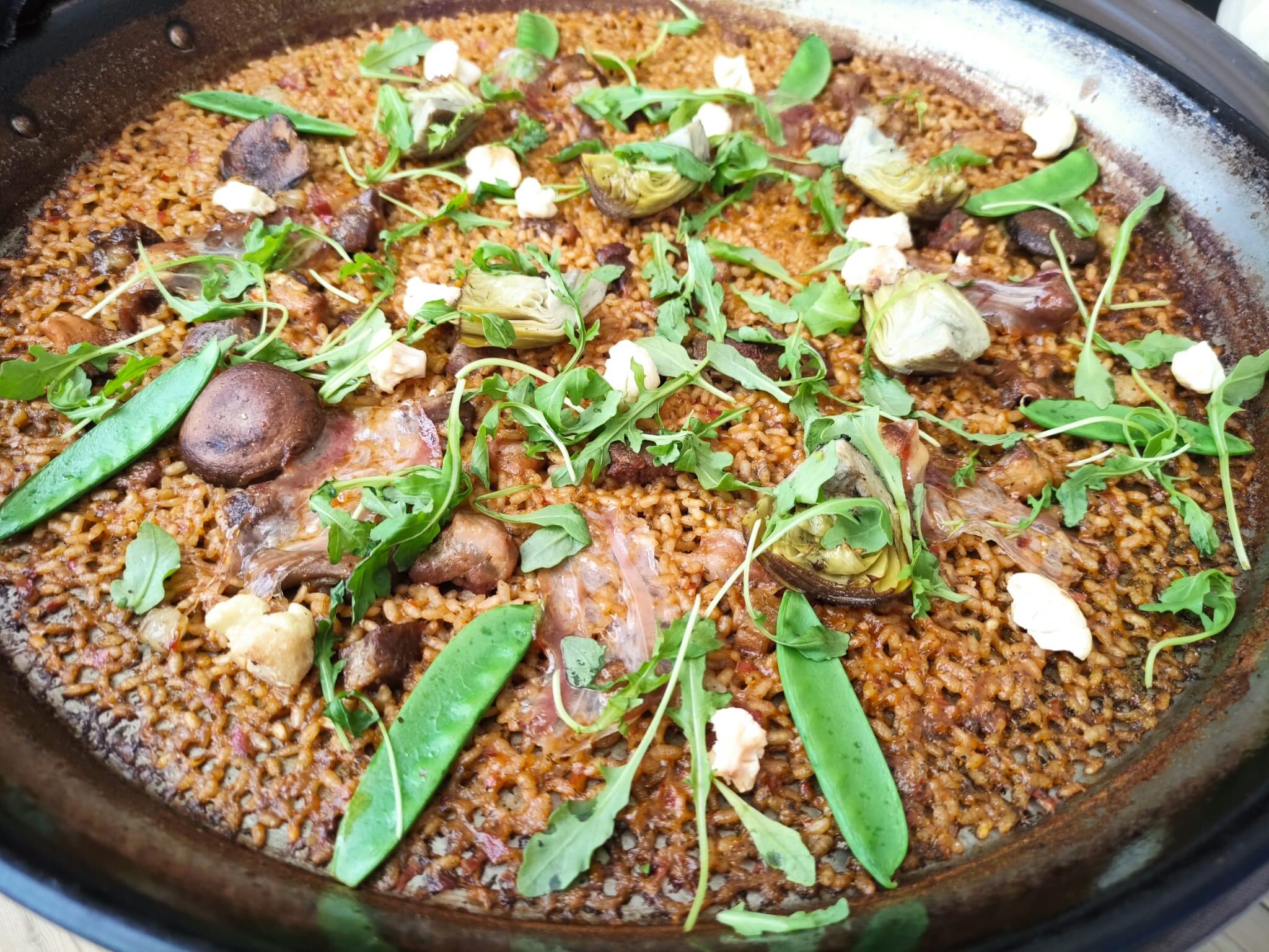 Arroz seco de lagartito ibérico y panceta