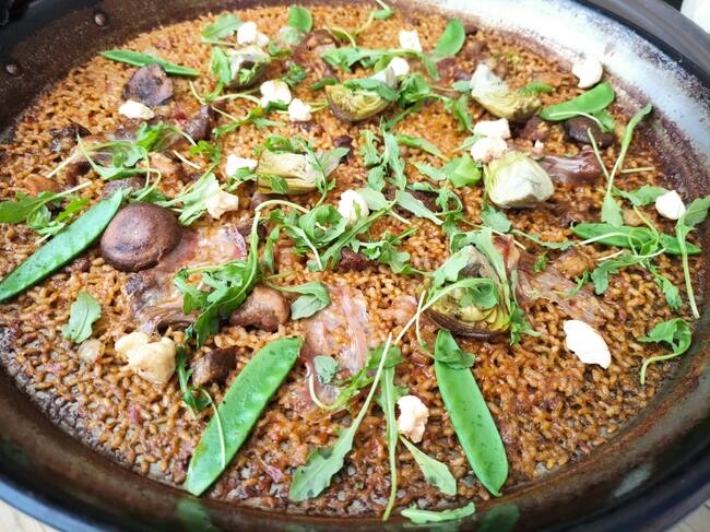 Arroz seco de lagartito ibérico y panceta