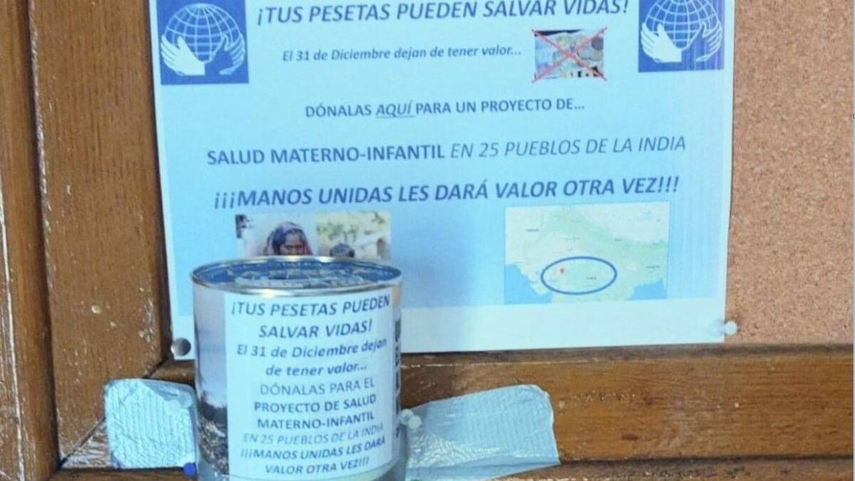 Manos Unidas propone con su campaña "La peseta solidaria" recoger pesetas para un proyecto en la India