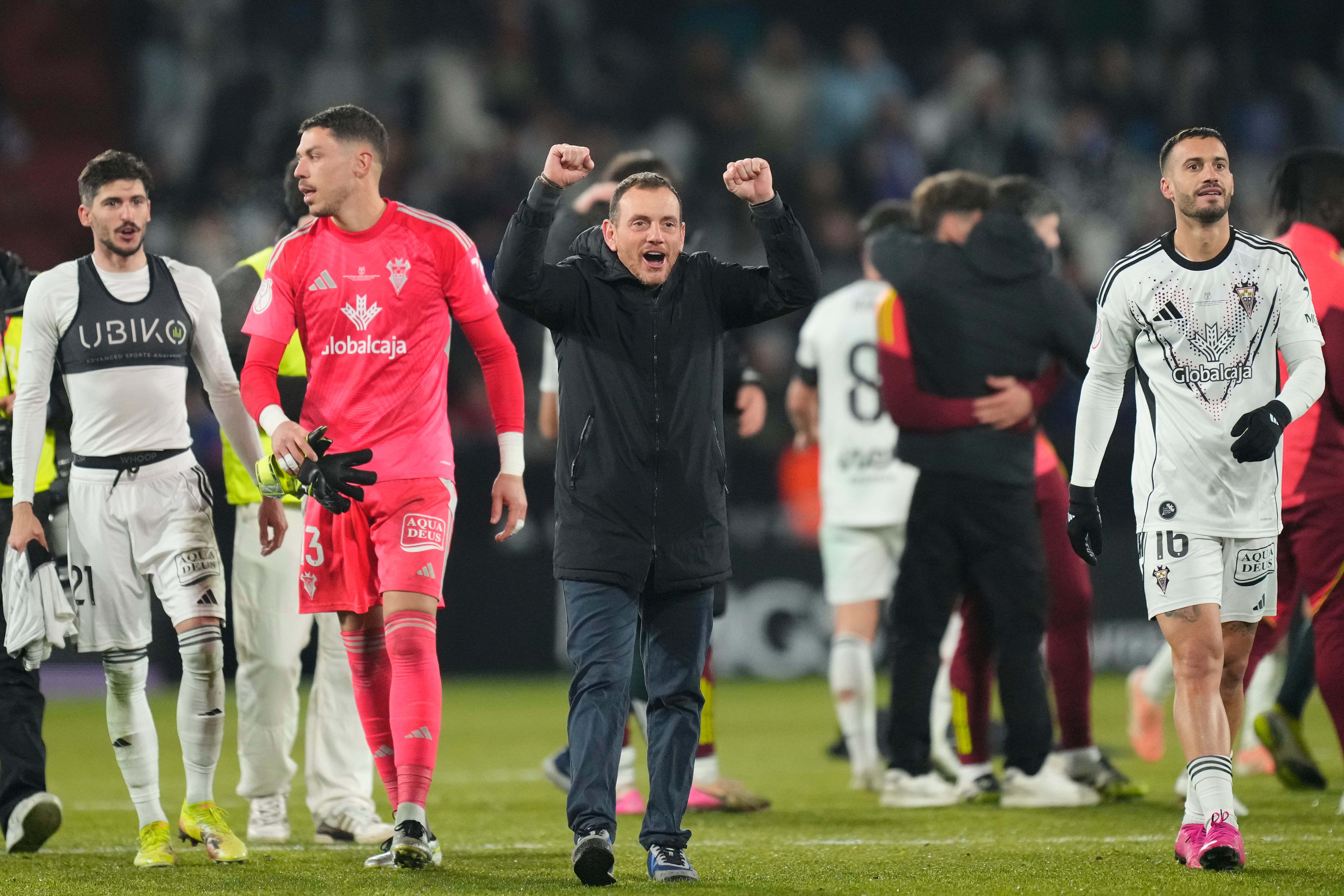 Alberto González celebra la eliminación al Real Madrid en la Copa del Rey
