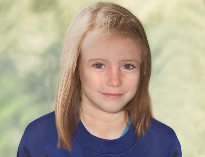 Así se vería en la actualidad Madeleine McCann, la fotografía fue presentada por Scotland Yard, que cree que la niña desaparecida hace cinco años sigue viva