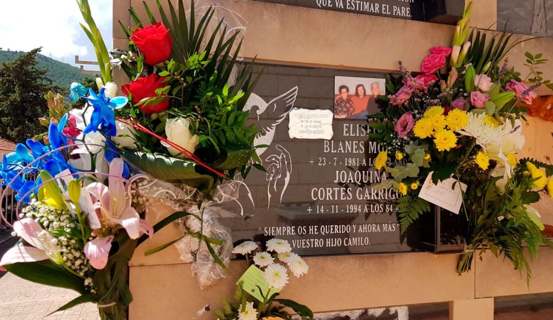 Los seguidores han depositado flores en el nicho donde descansa Camilo Sesto en el cementerio de Alcoy.