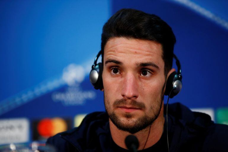 Sergio Rico durante la rueda de prensa previa al encuentro de Champions League entre el Manchester United y el Sevilla.