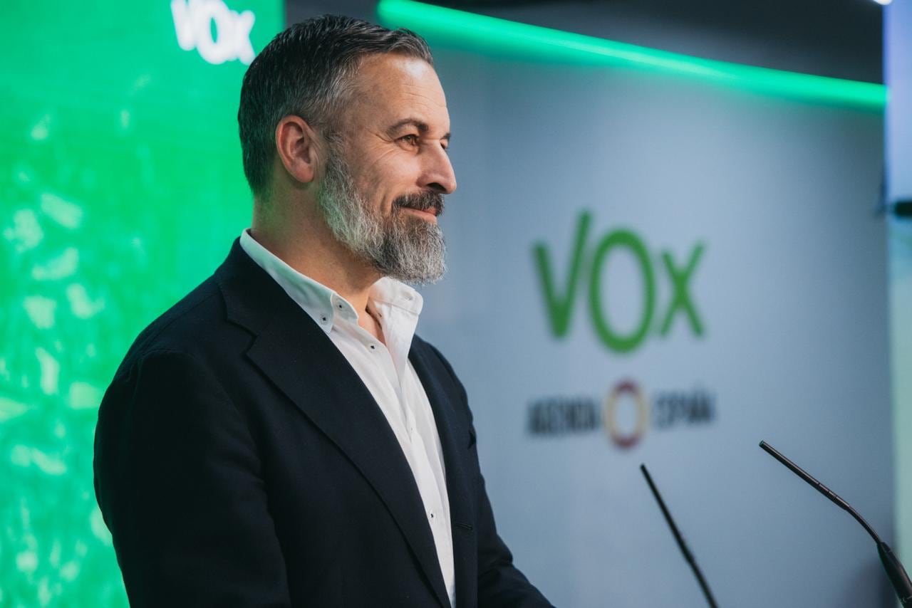 El líder de Vox, Santiago Abascal, en una comparecencia 