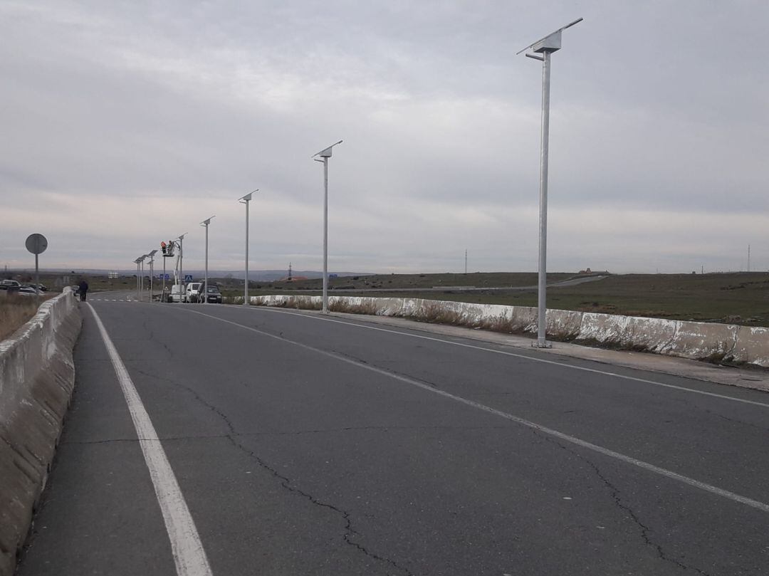 Zona donde se han instalado farolas en la estación del AVE 