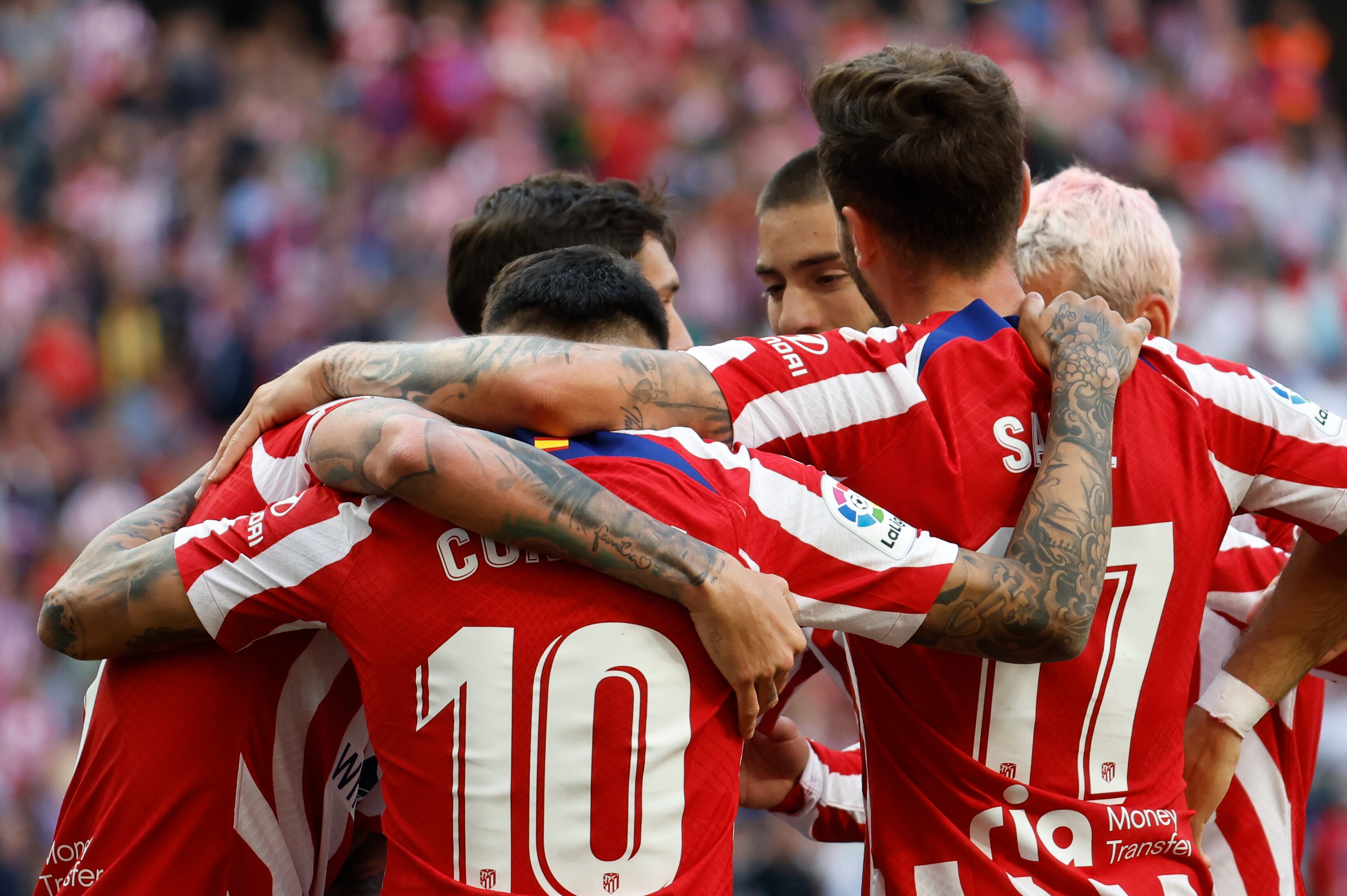 El Atlético celebra el tercer gol del partido.