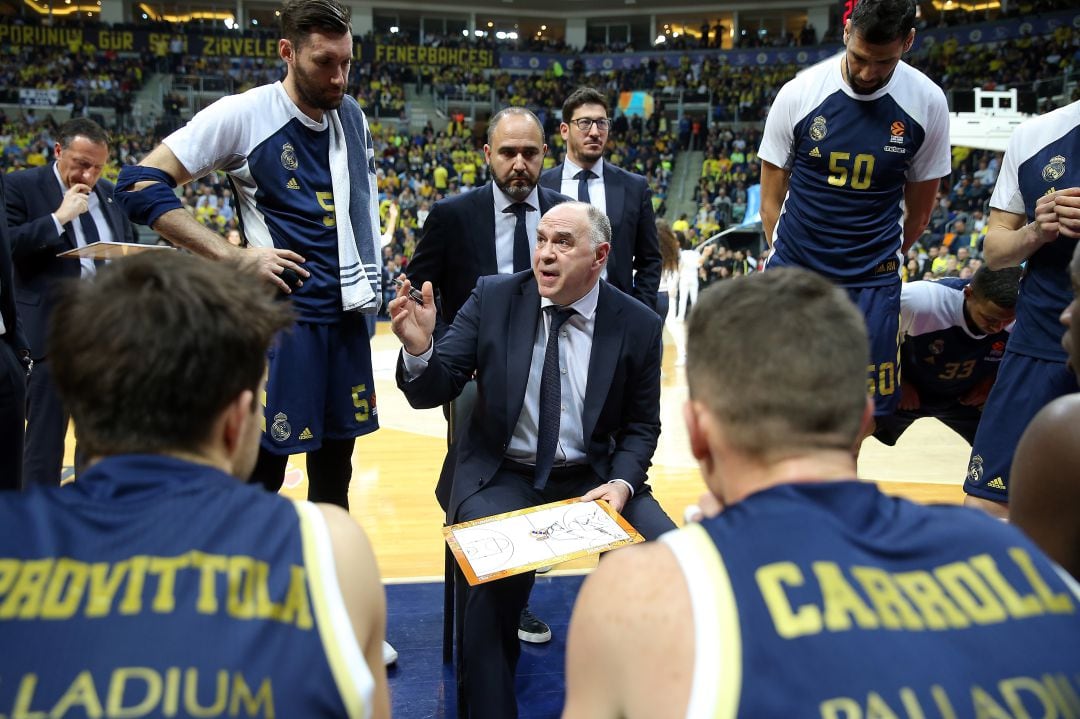 Pablo Laso, en un partido de la Euroliga del Real Madrid.